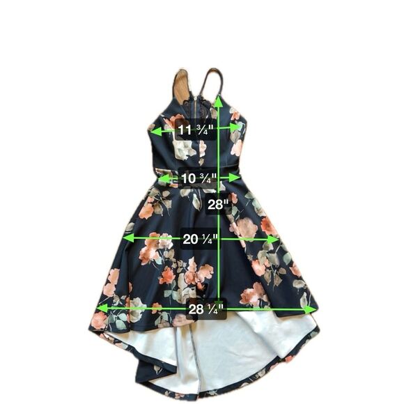 Windsor Navy Blue High Low Floral Lace Back Keyhole Women’s Size Small - Picture 7 of 7